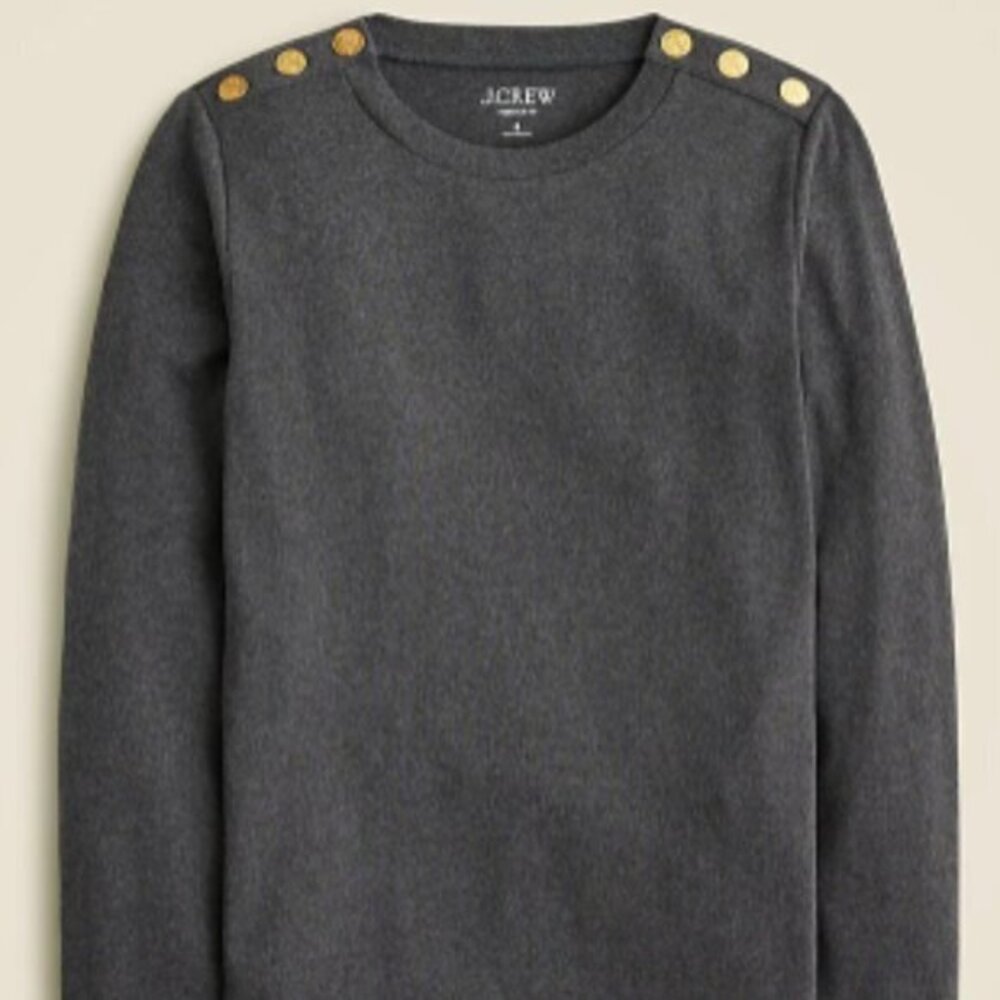 Perfect-fit long-sleeve crewneck T-shirt with lion buttons